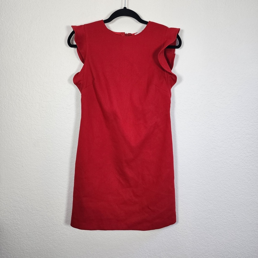 Womens Vineyard Vines Red Flutter Sleeve Ponte Shift Knit Dress size 4